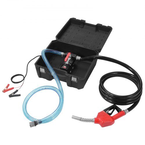 Brændstofoverførselspumpe, 12V DC bærbar elektrisk dieselpumpe, høj gennemstrømning, opbevaringskasse