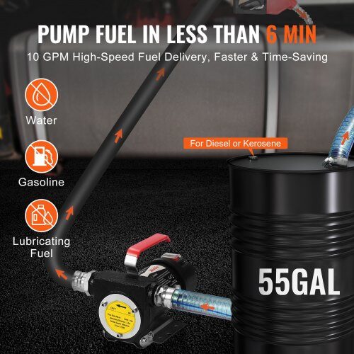 Brændstofoverførselspumpe, 12V DC bærbar elektrisk dieselpumpe, høj gennemstrømning, opbevaringskasse
