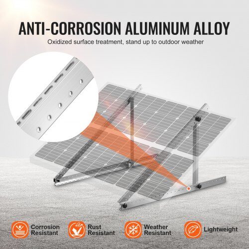 Solpanel monteringsfästen, 114x114x57,5 cm, justerbar aluminium