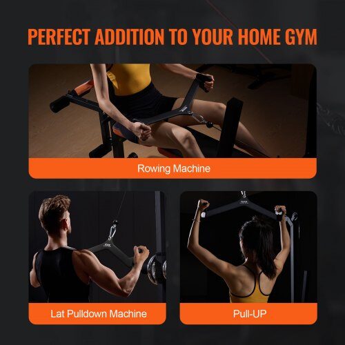 Lat Pulldown-stång, Gummibelagt handtag, Svart, Stål