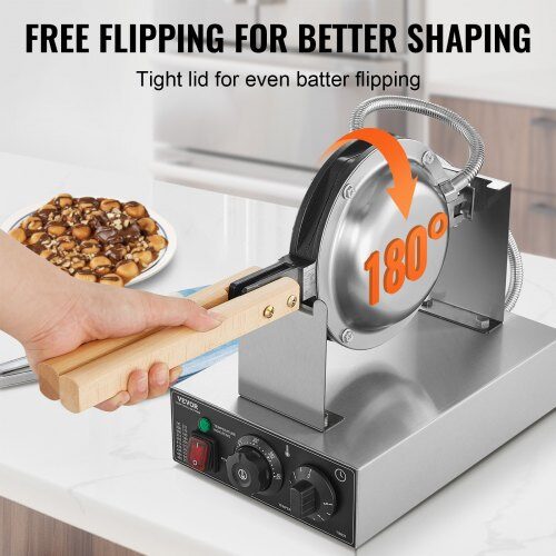 Bubble Waffle Maker, 593x220x268 mm, Sølv, Rustfrit Stål