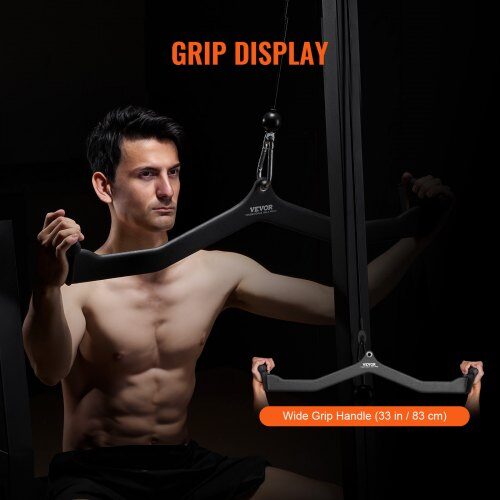 Lat Pulldown -lisäosa, kumipäällysteinen kahva, musta, teräs