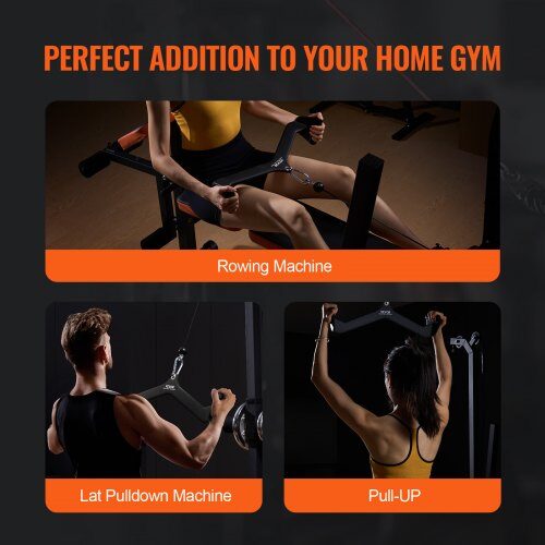 Lat Pulldown-stång, Gummibelagt handtag, Svart, Stål