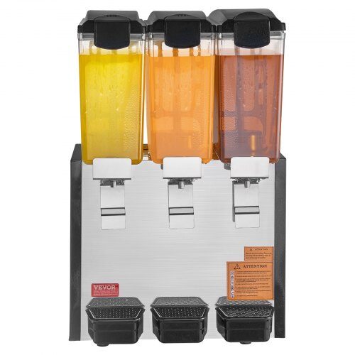 Dryckesdispenser, 3 behållare à 10 L, 43x41x68 cm, rostfritt stål