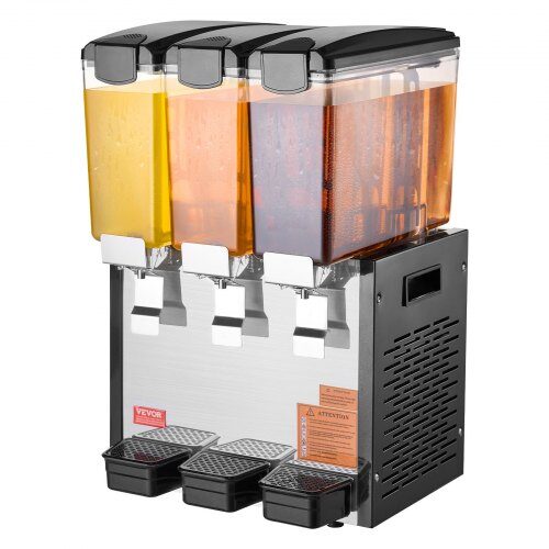 Dryckesdispenser, 3 behållare à 10 L, 43x41x68 cm, rostfritt stål