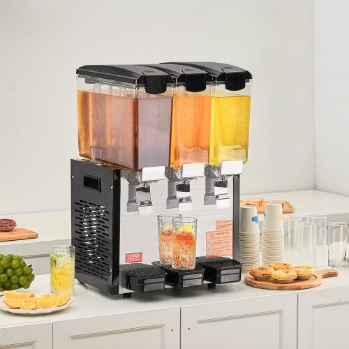 Dryckesdispenser, 3 behållare à 10 L, 43x41x68 cm, rostfritt stål