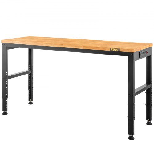 Arbetsbänk, Justerbar höjd, 154.9x50.8x91 cm, Brun, Eluttag, Stål
