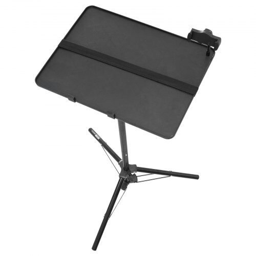 Projektorstativ, justerbar højde tripod med bakke og telefonholder, 40x35x160 cm, sort