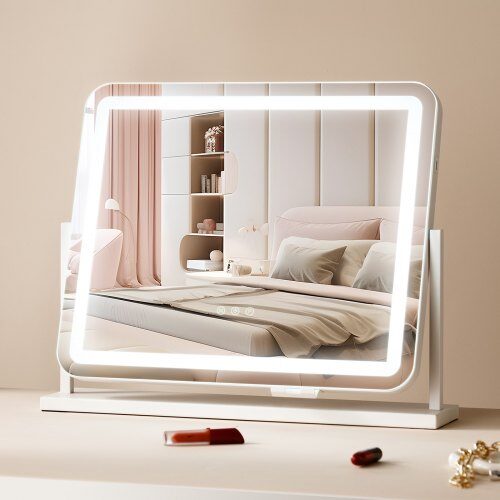 Makeupspejl, 55x44,9 cm, Hvid, LED-belysning