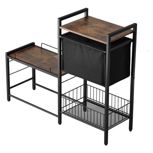 Foderstation til kæledyr med opbevaring, 92x27x75 cm, sort, træ og metal
