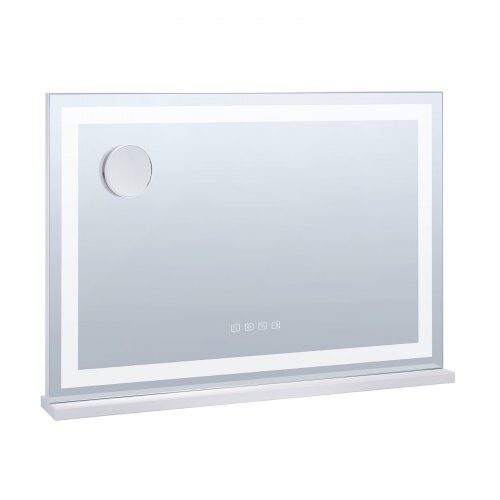 Makeupspejl, 80x12x57.2 cm, Hvid, Med lys og Bluetooth