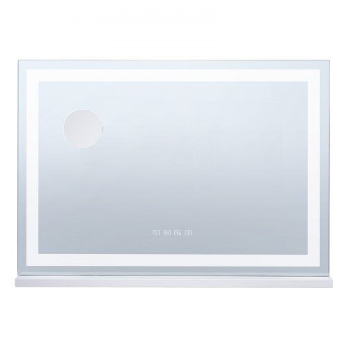 Makeupspejl, 80x12x57.2 cm, Hvid, Med lys og Bluetooth