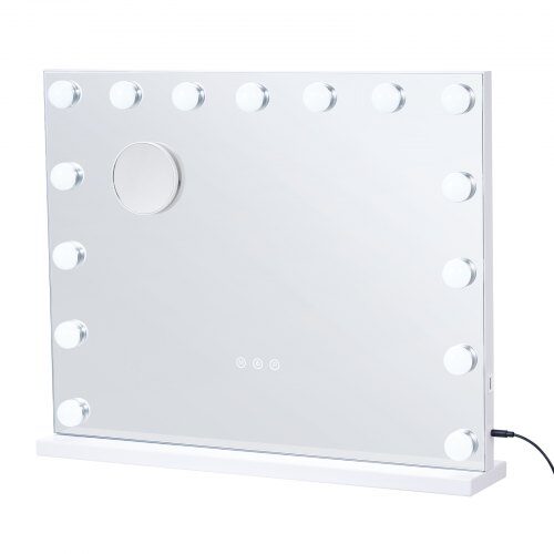 Meikkipeili valoilla, 58x46 cm, valkoinen, USB, seinäkiinnitys ja pöytämalli Meikkipeili valoilla, 58x46 cm, valkoinen, USB, seinäkiinnitys ja pöytämalli