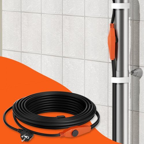 Rørvarmekabel 9 m 23W/m Indbygget Termostat PVC Isolering