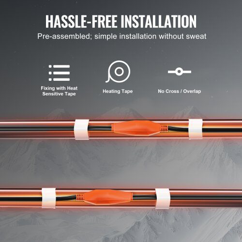 Rørvarmekabel 9 m 23W/m Indbygget Termostat PVC Isolering