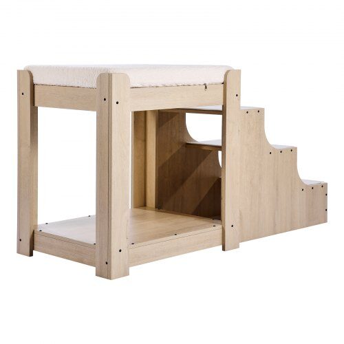 Kæledyrs køjeseng, 120x50x65 cm, beige, med trappe