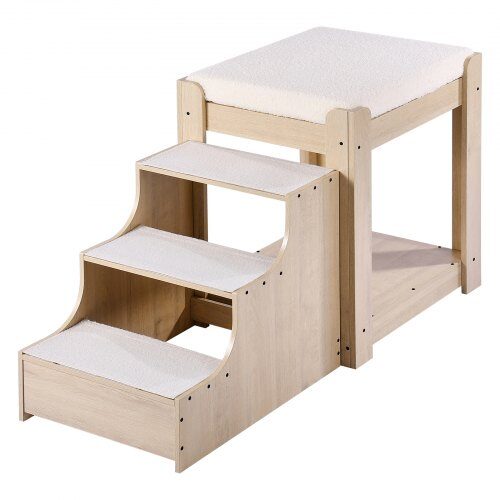 Kæledyrs køjeseng, 120x50x65 cm, beige, med trappe