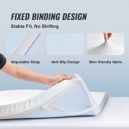Madrasskydd, Queen Size, 152.4x203.2x7.6 cm, Blå, Memory Foam
