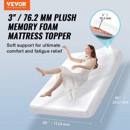 Madrasskydd, Queen Size, 152.4x203.2x7.6 cm, Blå, Memory Foam