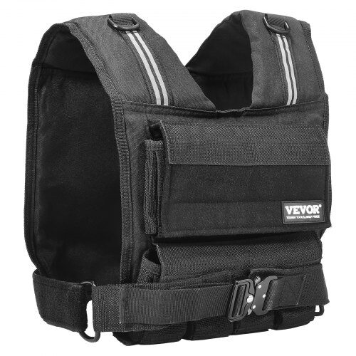 Viktväst, Justerbar 35 lb med järnvikter, Svart, Nylon