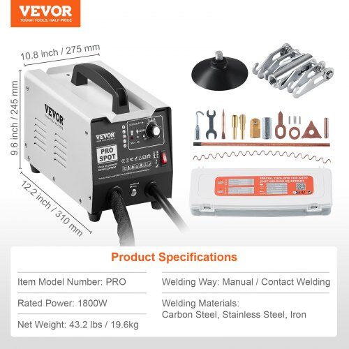 Dent Repair Kit, 1.8KW Stift Svets Dragare, 31x27.5x24.5 cm, Metall