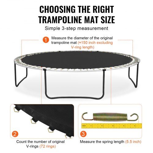 Trampolinduk, Ersättning för 14ft rund studsmatta, 381 cm, Svart, UV-beständig