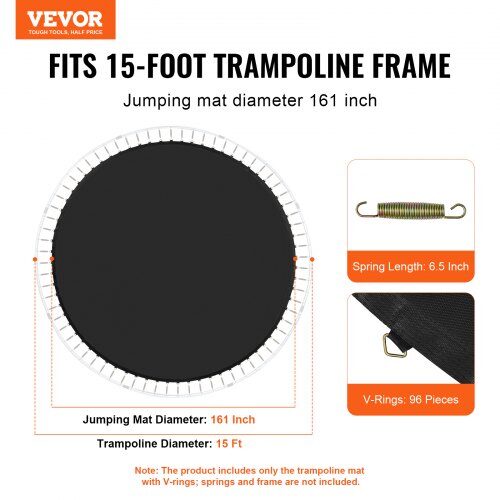 Trampolinmåtte, Udskiftningsspringmåtte 408 cm, Sort, UV-resistent materiale