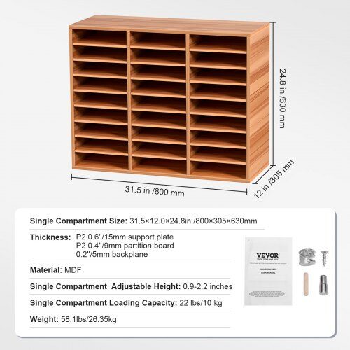 Litteraturorganisator, 800x305x630 mm, Eg, Justerbare hylder