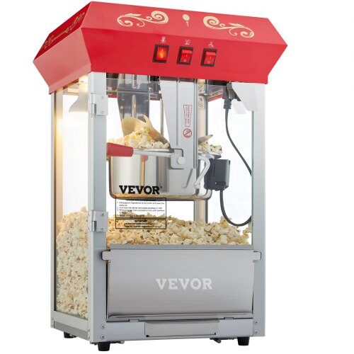 Popcornmaskin, 39x34.5x61 cm, Röd, Härdat glas
