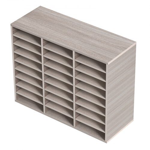 Literaturorganisatör, 27 fack, 80x30.5x63 cm, grå, MDF-förvaring
