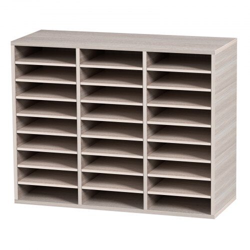 Literaturorganisatör, 27 fack, 80x30.5x63 cm, grå, MDF-förvaring
