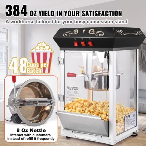 Popcornmaskine, 39x34.5x61 cm, sort