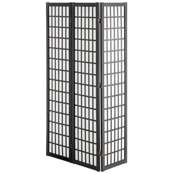 Rumdeler, 3-panel japansk stil, 120,5x170x18,5 cm, sort, træ foldbar