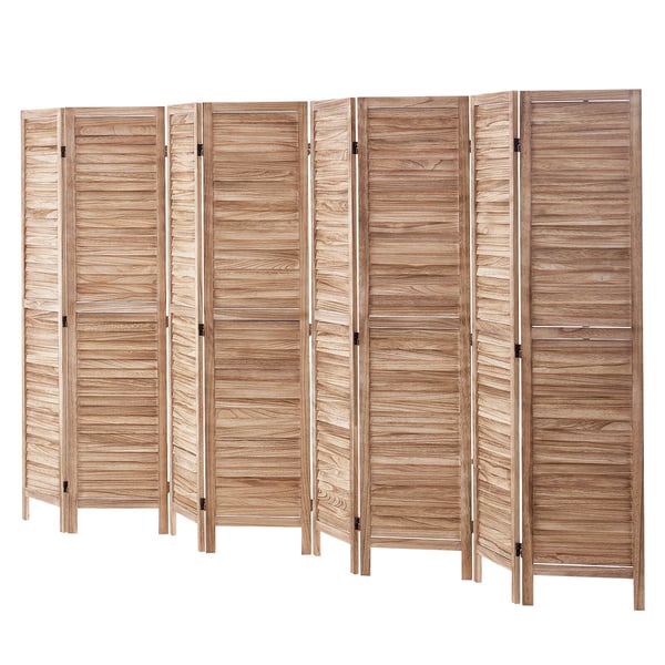Rumdeler, 8-panel foldbar lamel skillevæg, 325x170x1,9 cm, træ