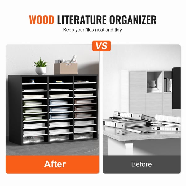 Litteraturorganisator, 27 rum, 80x30,5x63 cm, sort & hvid, justerbare hylder