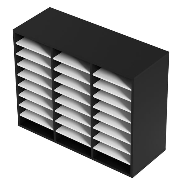 Litteraturorganisator, 27 rum, 80x30,5x63 cm, sort & hvid, justerbare hylder