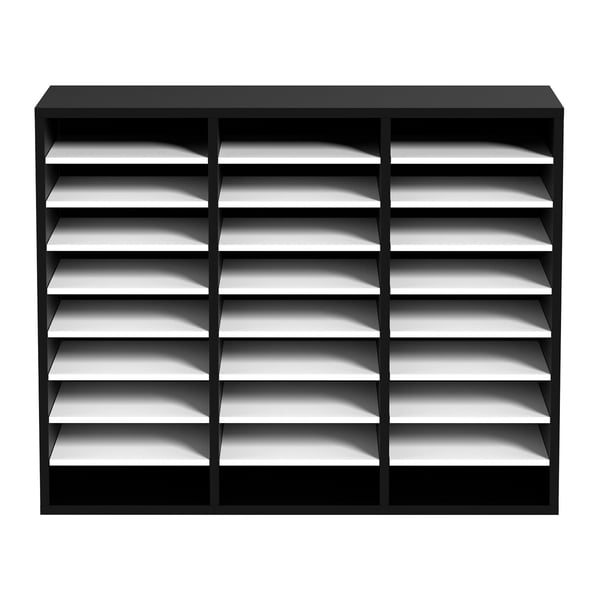 Litteraturorganisator, 27 rum, 80x30,5x63 cm, sort & hvid, justerbare hylder