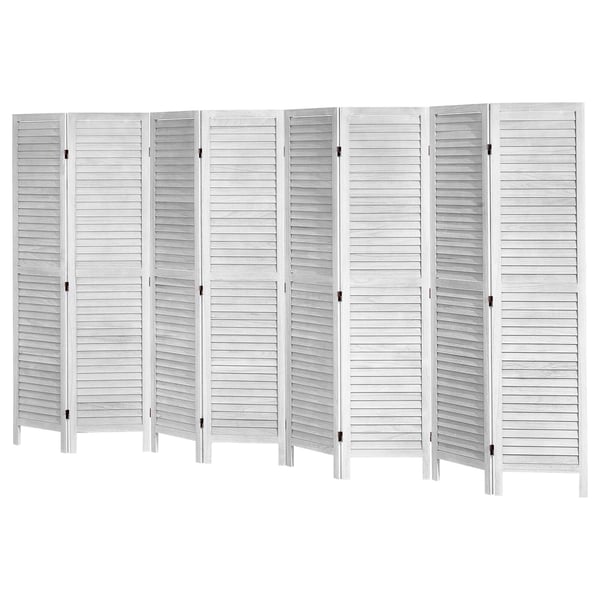 Rumsavdelare, 8-panelig vikbar lamellskärm, 325x170x1,9 cm, vit, trä Rumsavdelare, 8-panelig vikbar lamellskärm, 325x170x1,9 cm, vit, trä