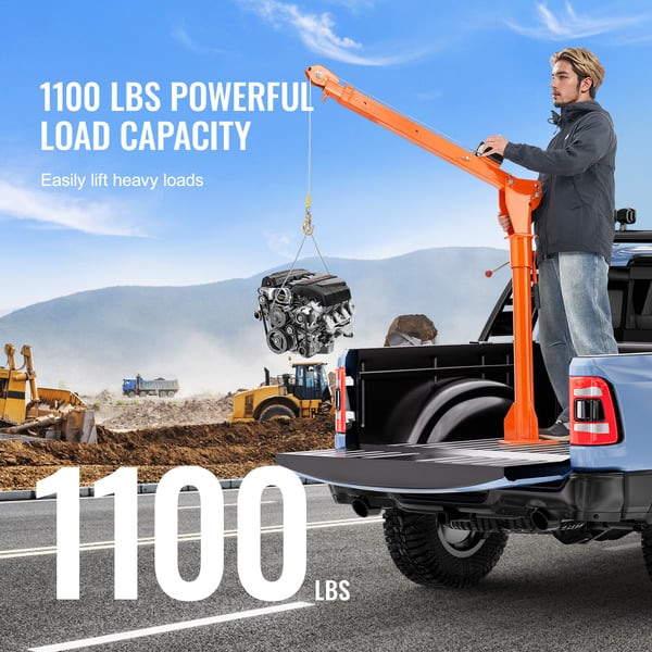 Pickup Truck Kran, 499 kg 360° Drejelig Elektrisk Hejs, 168x130x26 cm, Legeret Stål