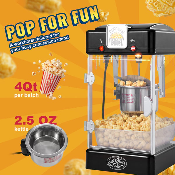 Popcorn-kone, 24x27,5x47,5 cm, musta, pöytämalli