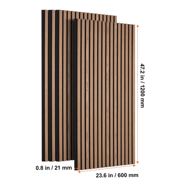 Akustiset seinäpaneelit, MDF-puinen säleikkö, 120x60x2,1 cm, pähkinä