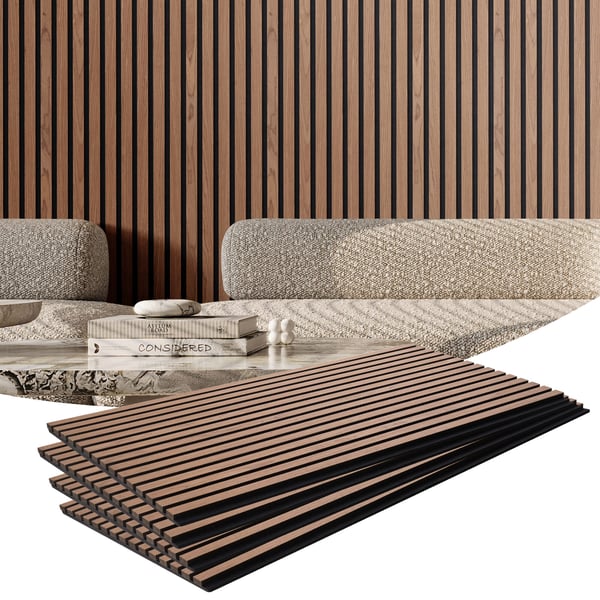 Akustiset seinäpaneelit, MDF-puinen säleikkö, 120x60x2,1 cm, pähkinä