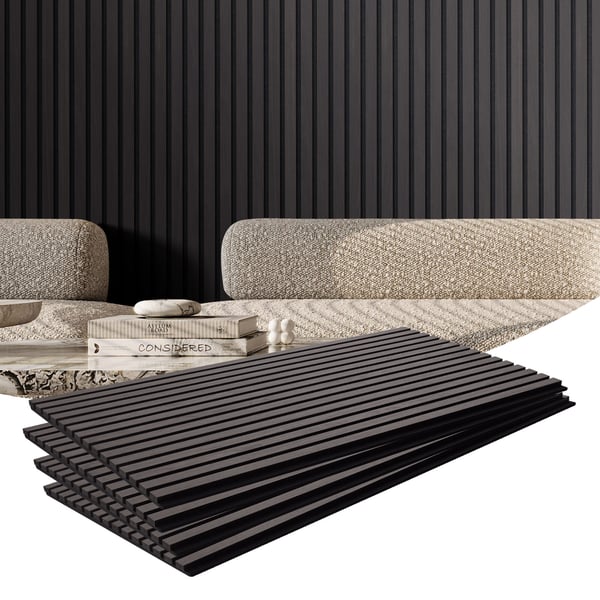 Akustiikkapaneelit, 120x60x2,1 cm, musta, MDF