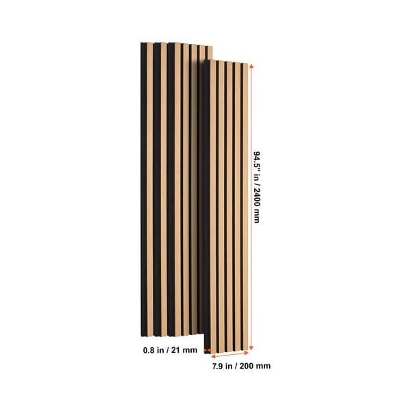 Akustik vægpaneler, 240x20x2,1 cm, lys eg, MDF