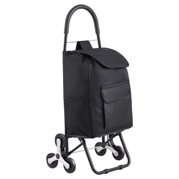 Trappklättrande shoppingvagn, 36L, 45x35x96.5 cm, svart, hopfällbar