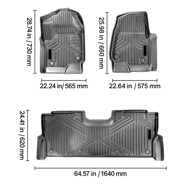 Auton lattiamatot, sopii Ford F250 F350 F450 F550 2017-2025, musta, TPE