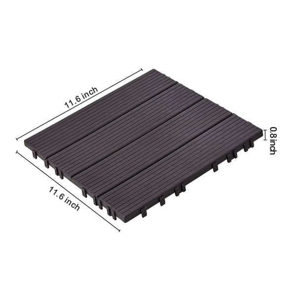 Terassilaatat, 36 kpl, 30x30x2 cm, tummanruskea, muovinen ulkolattia