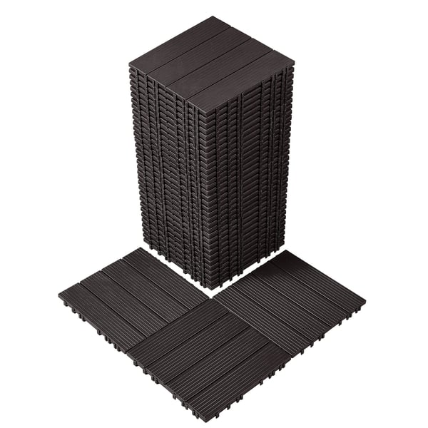 Terassilaatat, 36 kpl, 30x30x2 cm, tummanruskea, muovinen ulkolattia