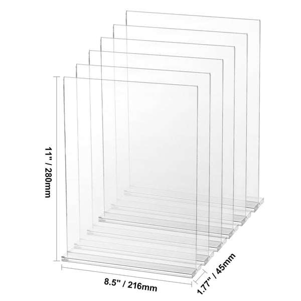 Skilteholder, Akryl Dobbeltsidet T-form, 21.6x27.9x4.5 cm, Klar