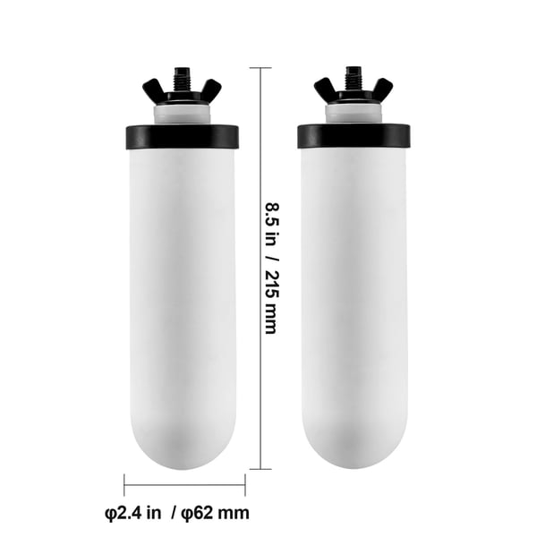Vattenfilterersättning, Keramiskt aktivt kol, 6.2x21.5 cm, Vit